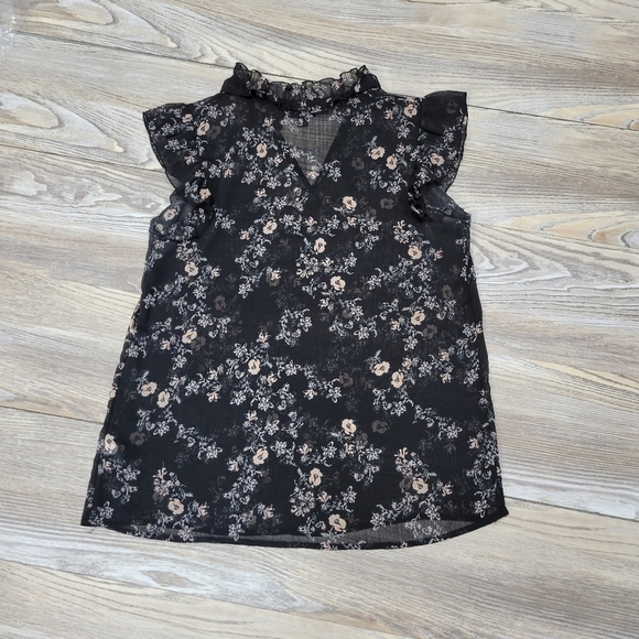 Mossimo floral sheer blouse Women's Size Medium black - Picture 7 of 8